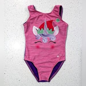 Destira Gymnastics Leotard XXS TINY 2XS Christmas Holiday ELF Santa Hat defect